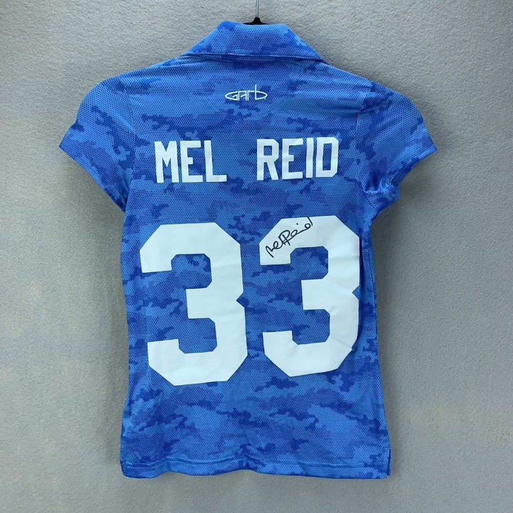 Garb Inc Polo Shirt Girls Medium Blue Golf PGA Jr League Mel Reid‎ Signature